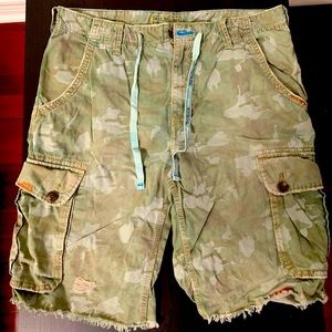 True Religion Green Camouflage Shorts